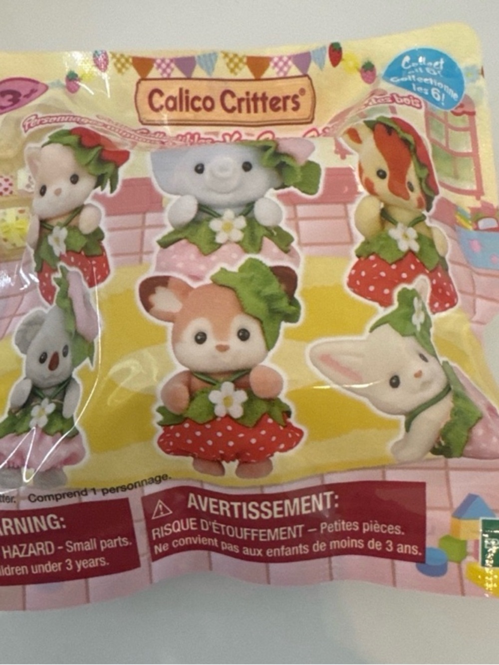 Calico Critters Strawberry Dress Mini Figure - Pink/Red/Green